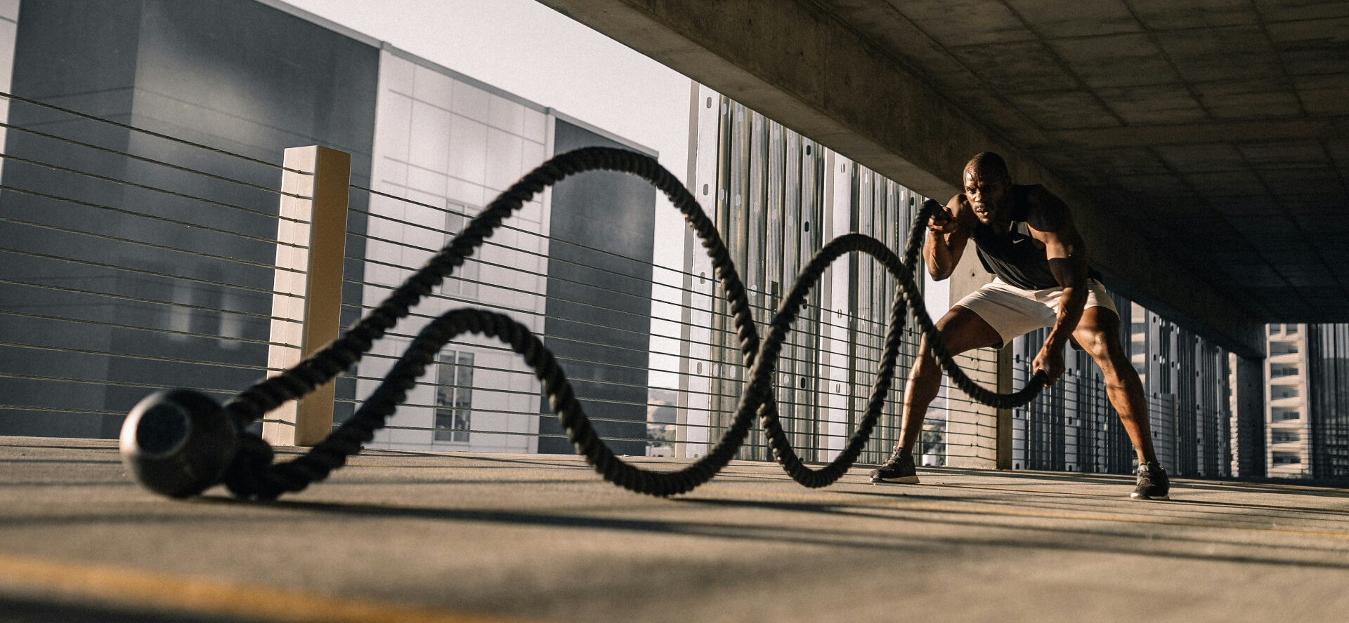 Athlete training on an urban court